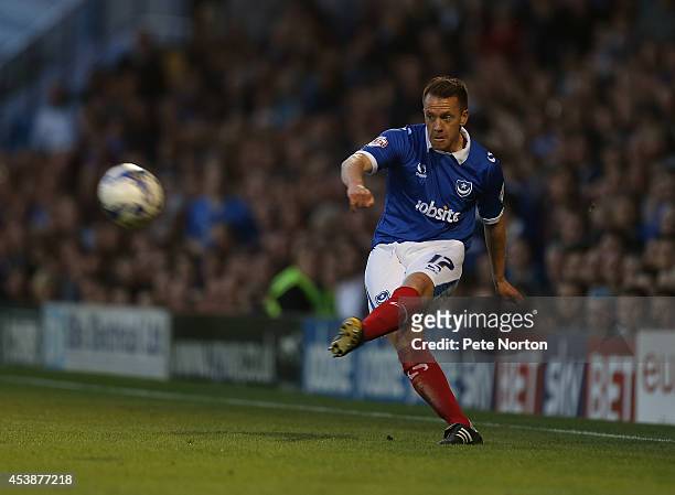 Nicky Shorey of Portsmouth in action during the Sky Bet League Two match between Portsmouth and Northampton Town at Fratton Park on August 19, 2014...