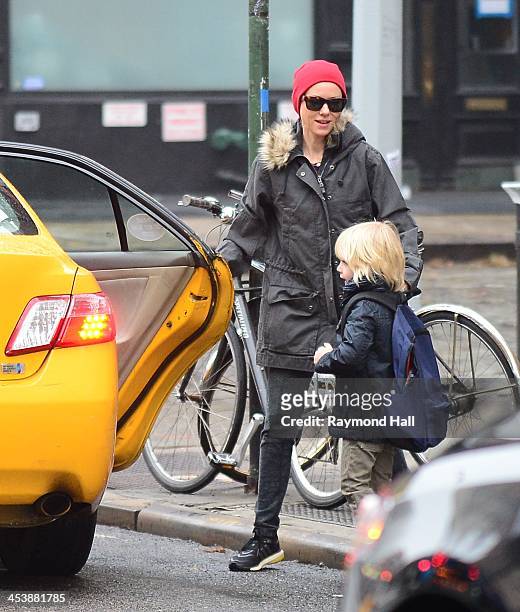Actress Naomi Watts and Sammy Schreiber are seen in Soho on December 5, 2013 in New York City.