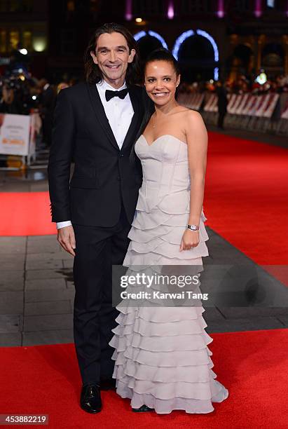 Justin Chadwick and Michelle Chadwick attend the Royal film performance of "Mandela: Long Walk To Freedom" held at the Odeon Leicester Square on...