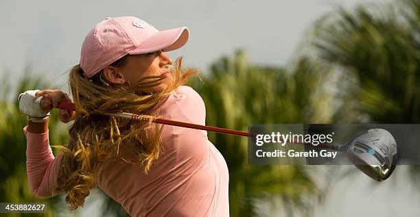 Belen Mozo of Spain, tees off on her tenth hole of the day, during day one of the Swining Skirts World Ladies Masters at Miramar Golf & Country Club...