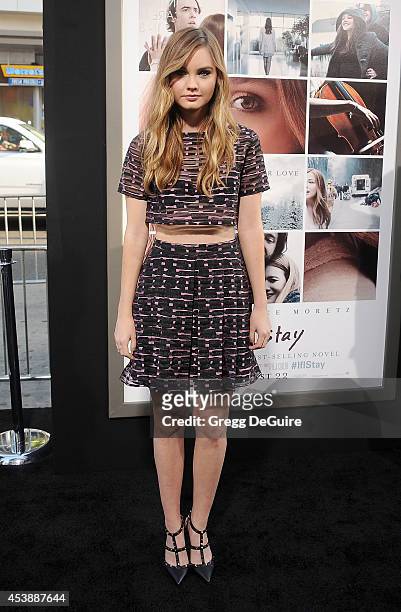 Actress Liana Liberato arrives at the Los Angeles premiere of "If I Stay" at TCL Chinese Theatre on August 20, 2014 in Hollywood, California.