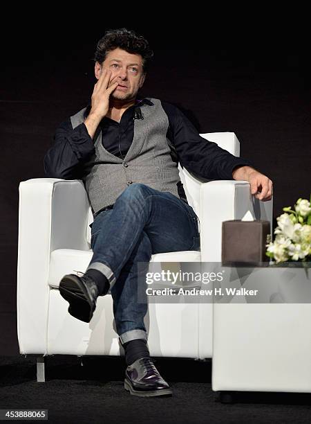 Andy Serkis speaks at the Cinematic Innovation Summit ahead of the 10th Annual Dubai International Film Festival at Atlantis, The Palm Hotel on...