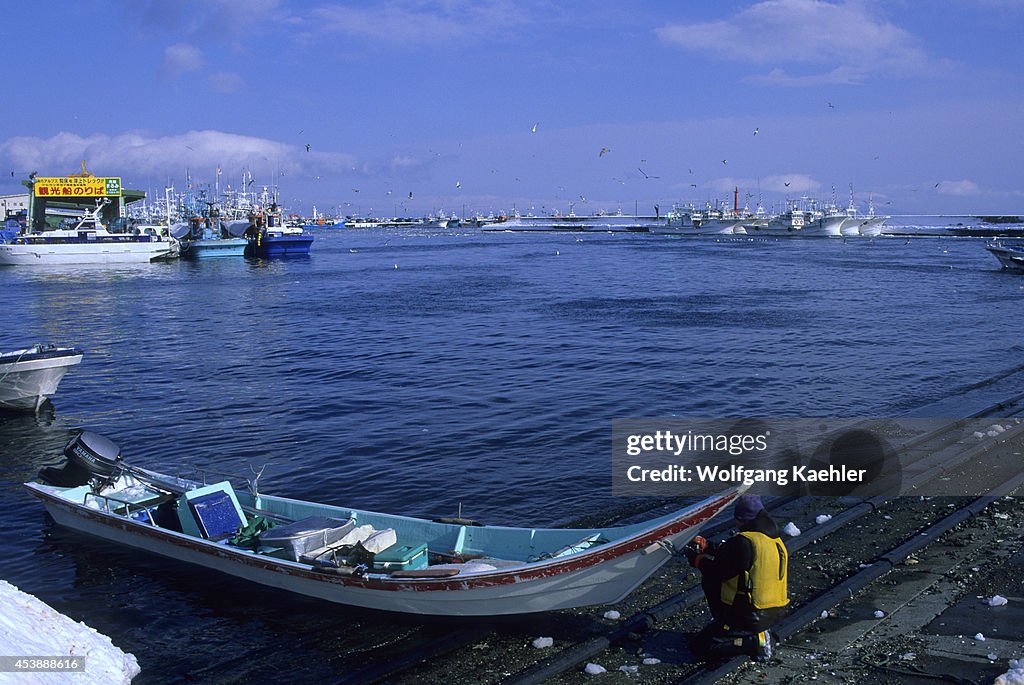 Japan, Hokkaido Island, Shiretoko Peninsula, Rausu, Harbor,...