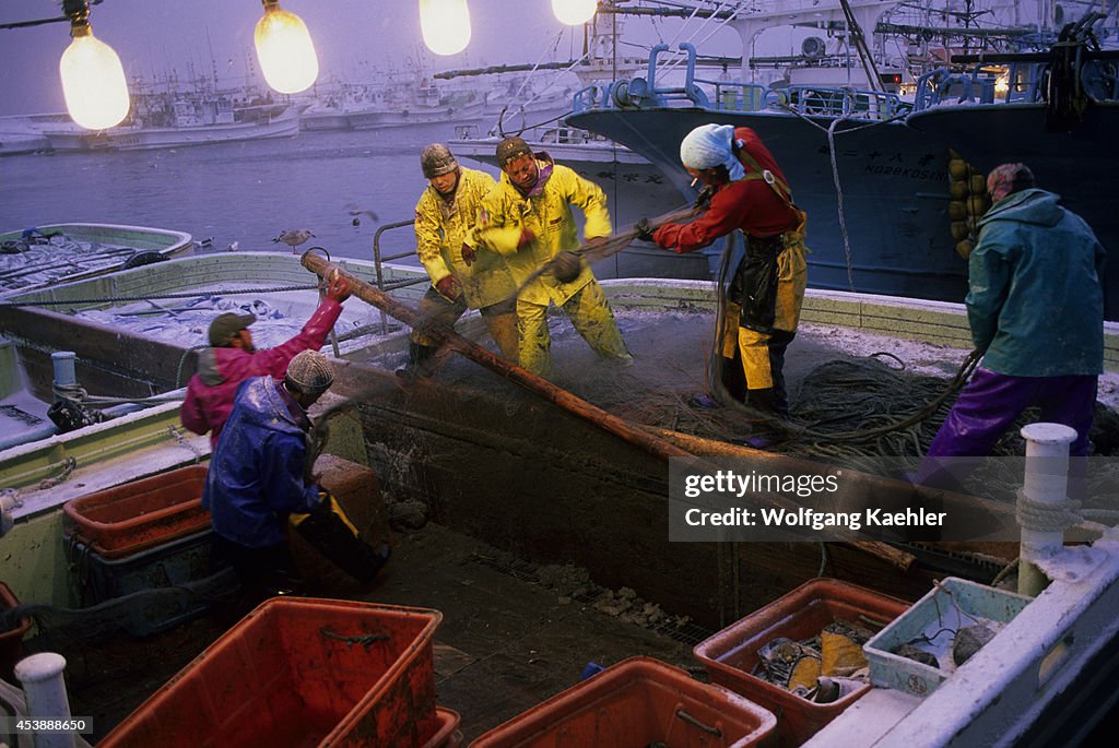 Japan, Hokkaido Island, Shiretoko Peninsula, Rausu, Harbor,...