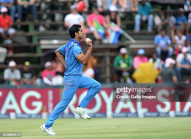 Mohit Sharma of India bowls during the 1st Momentum ODI match between South Africa and India at Bidvest Wanderers Stadium on December 05, 2013 in...