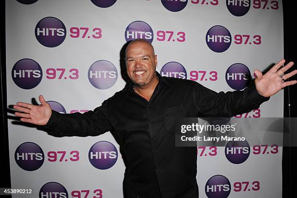 Laz poses backstage at Grand Central during the 97.3 Hits concert on August 20, 2014 in Miami, Florida.