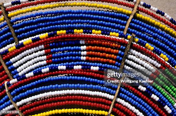 Kenya, Namanga, Tourist Rest Stop, Masai Souveniers, Necklaces, Detail.