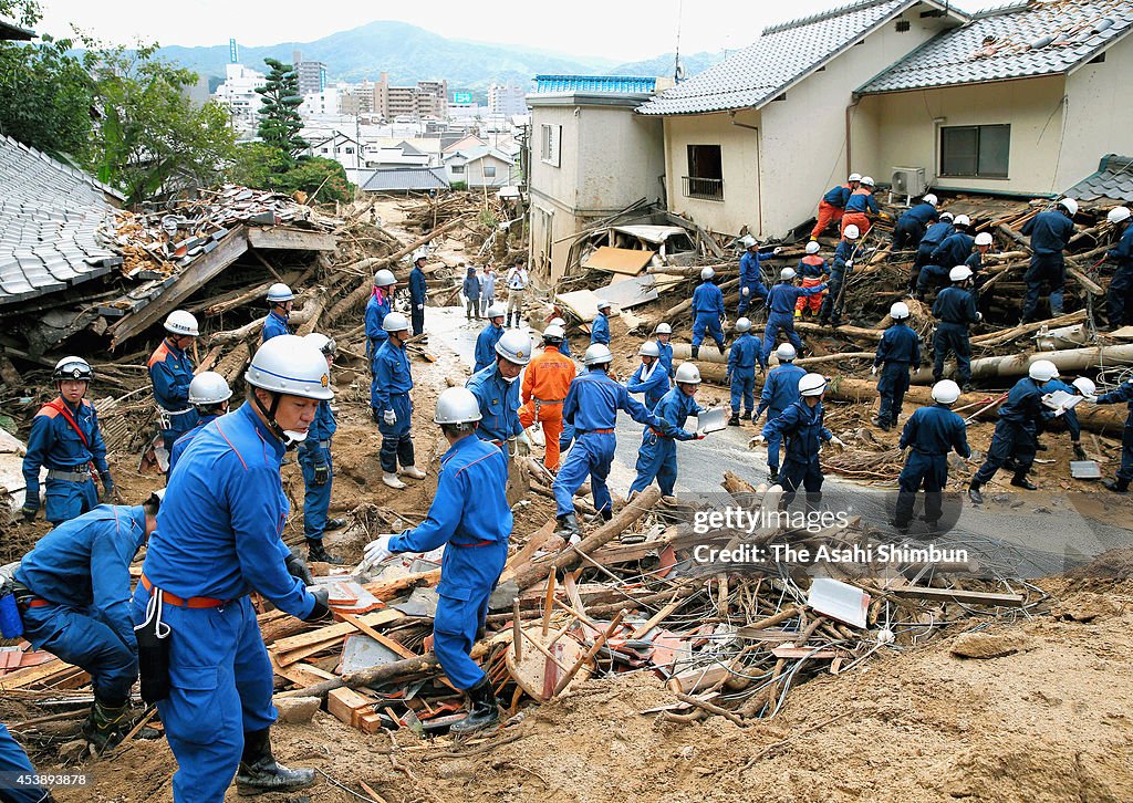 Rescue Work Continues At Hiroshima Landslide Site