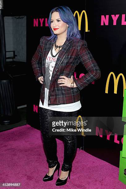 Actress Demi Lovato attends NYLON + McDonald's Dec/Jan issue launch party, hosted by cover star Demi Lovato on December 5, 2013 in West Hollywood,...