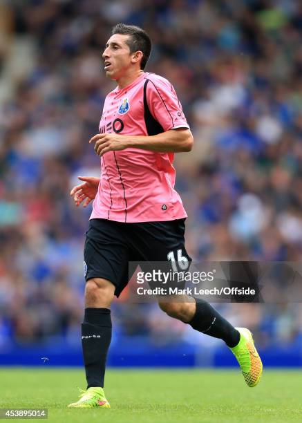 Hector Herrera of Porto in action during the pre-season friendly match between Everton and FC Porto at Goodison Park on August 3, 2014 in Liverpool,...