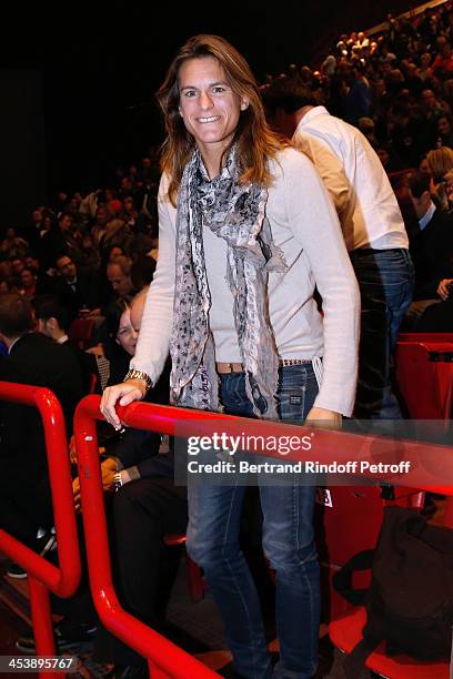 Former Tennis player Amelie Mauresmo attending Celine Dion's Concert at Palais Omnisports de Bercy on December 5, 2013 in Paris, France.