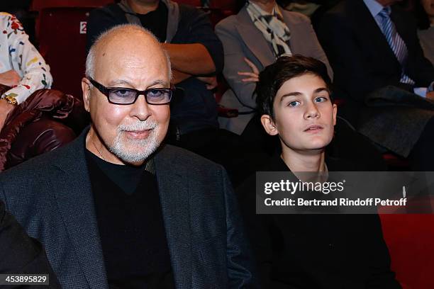 Rene Angelil and his son Rene-Charles attending Celine Dion's Concert at Palais Omnisports de Bercy on December 5, 2013 in Paris, France.