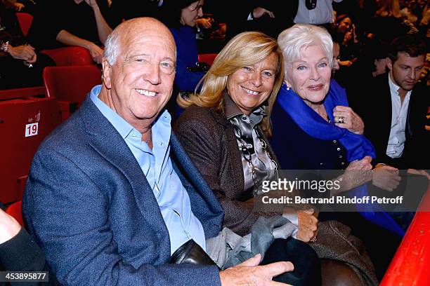 Director Sergio Gobbi with his wife Corinne Bouygues and singer Line Renaud attending Celine Dion's Concert at Palais Omnisports de Bercy on December...