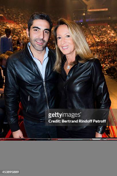 Entertainer Ary Abittan and producer Nicole Coullier attending Celine Dion's Concert at Palais Omnisports de Bercy on December 5, 2013 in Paris,...