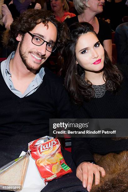 Thomas Hollande, the son of French President Francois Hollande, and singer Joyce Jonathan attending Celine Dion's Concert at Palais Omnisports de...