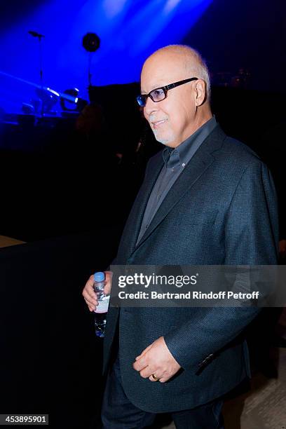 Rene Angelil, the husband and manager of singer Celine Dion attending Celine Dion's Concert at Palais Omnisports de Bercy on December 5, 2013 in...