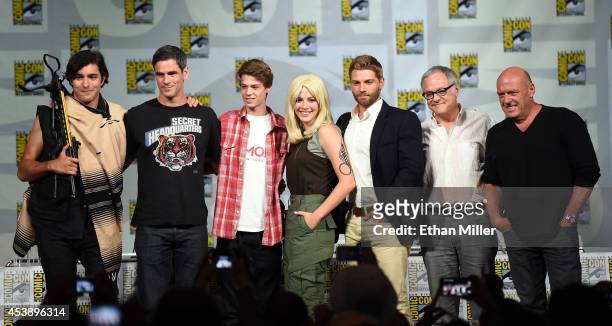 Actors Alexander Koch, Eddie Cahill and Colin Ford, actress Rachelle Lefevre, actor Mike Vogel, producer Neal Baer and actor Dean Norris attend the...