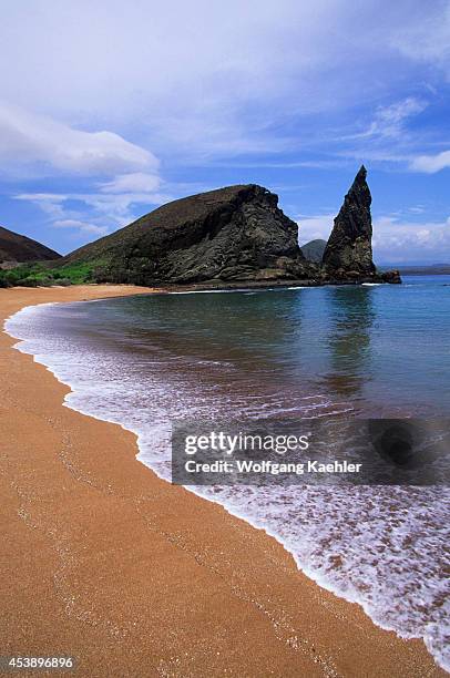 South America, Ecuador, Galapagos Island, Bartholome Island, View Of Pinnacle Rock, Beach.