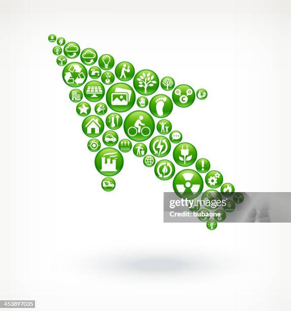 cursor with green energy buttons - energy efficient heating stock illustrations