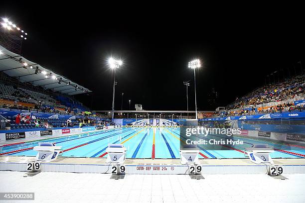 General view of competition during day one of the 2014 Pan Pacific Championships at Gold Coast Aquatics on August 21, 2014 in Gold Coast, Australia.