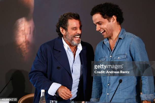 Actors Ian McShane and Reece Ritchie attend the press conference of Paramount Pictures 'HERCULES' at Hotel Adlon on August 21, 2014 in Berlin,...
