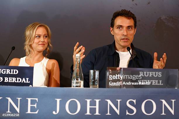 Actress Ingrid Bolso Berdal and actor Rufus Sewell attend the press conference of Paramount Pictures 'HERCULES' at Hotel Adlon on August 21, 2014 in...