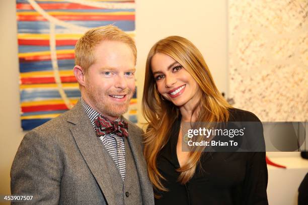 Actor Jesse Tyler Ferguson and actress Sofia Vergara attend Tie The Knot Pop-Up Store at The Beverly Center on December 5, 2013 in Los Angeles,...