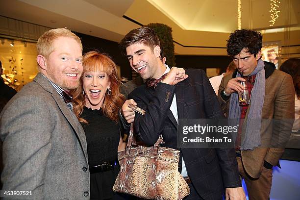 Actor Jesse Tyler Ferguson, Kathy Griffin, Justin Mikita, and Hamish Linklater attend Tie The Knot Pop-Up Store at The Beverly Center on December 5,...