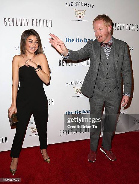 Actress Sarah Hyland and actor Jesse Tyler Ferguson attend Tie The Knot Pop-Up Store at The Beverly Center on December 5, 2013 in Los Angeles,...