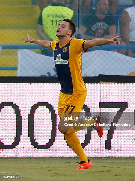 Carlos Miguel Tavares De Oliverira of AEL Limassol FC celebrates scoring a goal during the AEL Limassol FC v Tottenham Hotspur - UEFA Europa League...
