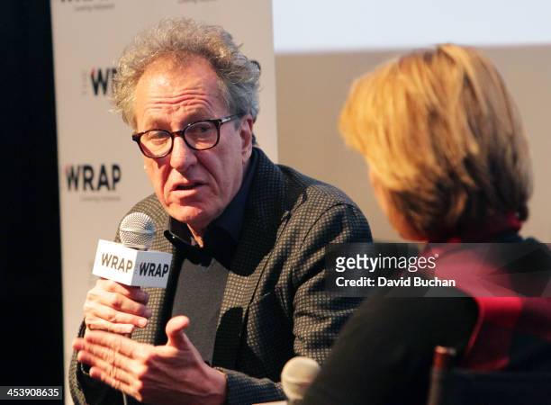 Actor Geoffrey Rush and moderator Sharon Waxman attend TheWrap's Awards & Foreign Screening Series "The Book Thief" at the Landmark Theater on...