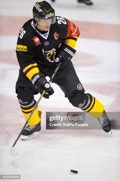 Team Kalpa Kuopios Captain Mikko Jokela moves the puck during the Champions Hockey League game between KalPa Kuopio and Sparta Prague at Data Group...