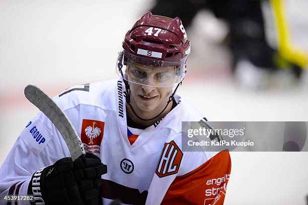 Sami Kapanen of Kalpa skates shoots and scores during the Champions Hockey League game between KalPa Kuopio and Sparta Prague at Data Group Areena on...