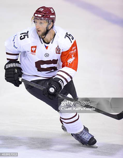 Jan Piskacek from Sparta Prague during the Champions Hockey League game between KalPa Kuopio and Sparta Prague at Data Group Areena on August 21,...