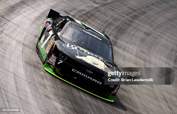 Regan Smith, driver of the Breyers Chevrolet, drives during practice for the NASCAR Nationwide Series Food City 300 at Bristol Motor Speedway on...