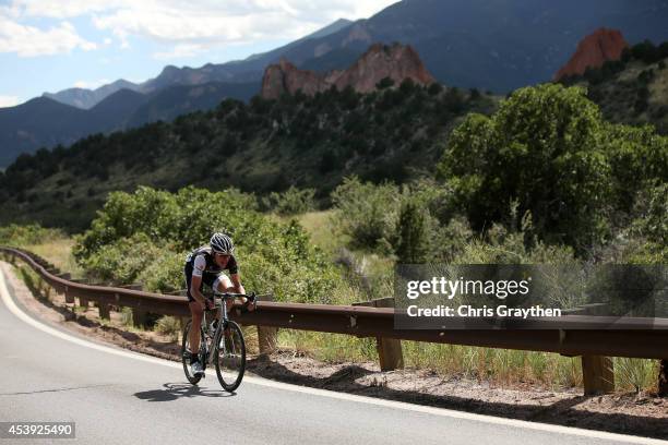 Jens Voigt of Germany riding for Trek Factory Racing rides in front of the peloton during stage four of the 2014 USA Pro Challenge on August 21, 2014...