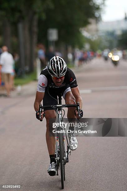 Jens Voigt of Germany riding for Trek Factory Racing rides in front of the peloton during stage four of the 2014 USA Pro Challenge on August 21, 2014...