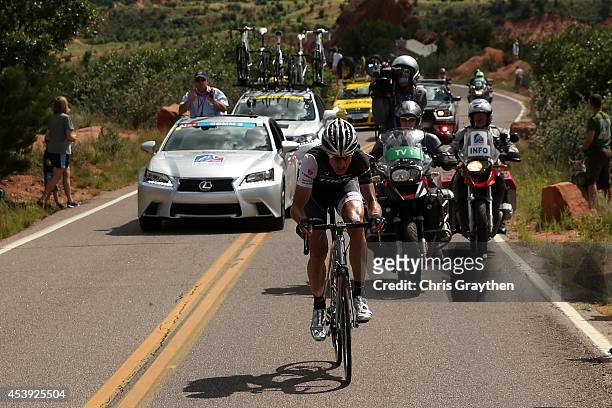 Jens Voigt of Germany riding for Trek Factory Racing rides in front of the peloton during stage four of the 2014 USA Pro Challenge on August 21, 2014...