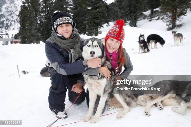 Lee-Oscar Kirchberger and Sonja Kirchberger attend the Sledge Dog Race Training - Tirol Cross Mountain 2013 on December 06, 2013 in Innsbruck,...