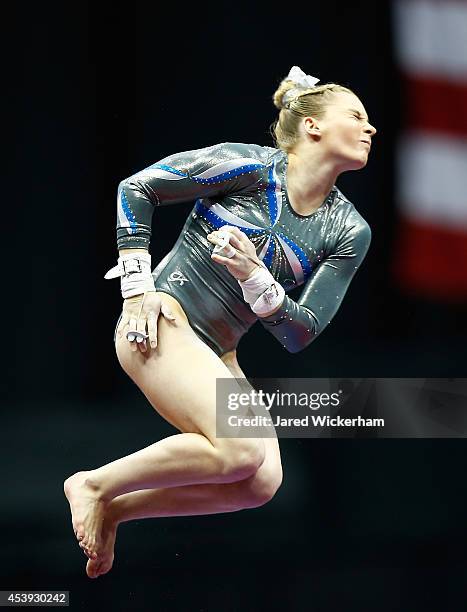 MyKayla Skinner competes in the bars section of the senior women preliminaries during the 2014 P&G Gymnastics Championships at Consol Energy Center...