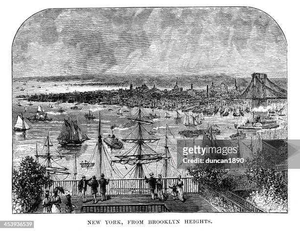 new york, from brooklyn heights - brooklyn heights stock illustrations