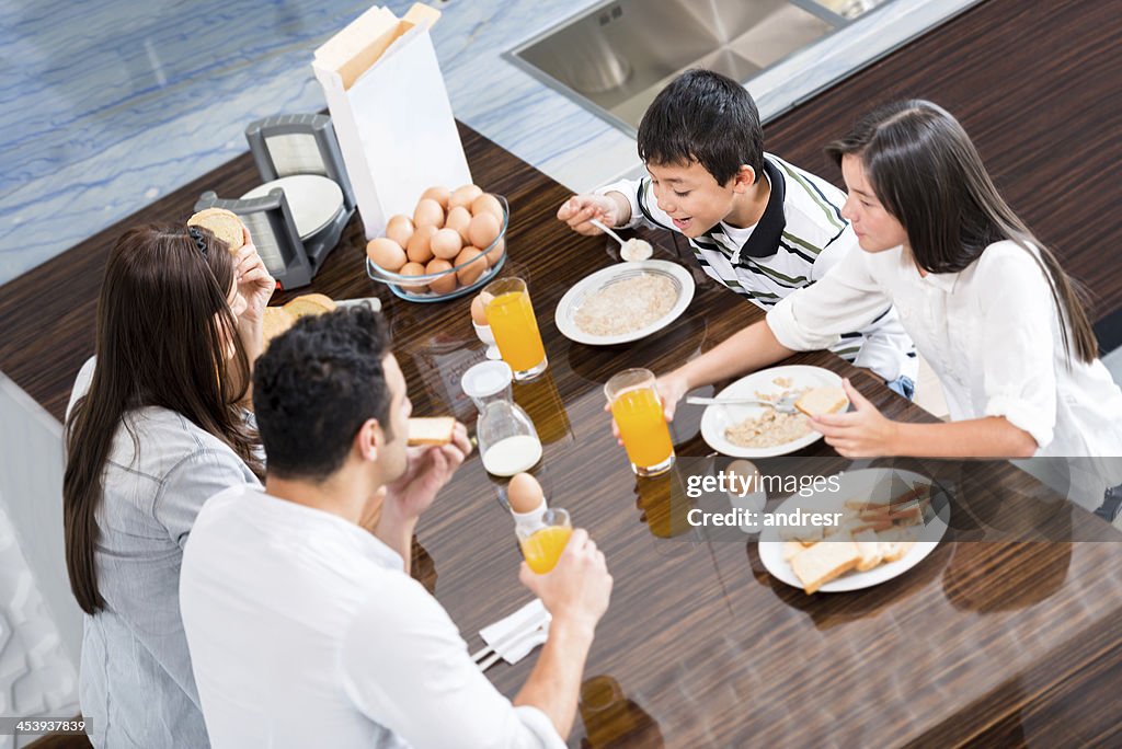 Family eating breakfast