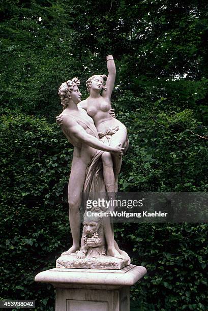 East Germany, Near Berlin, Potsdam, Sanssouci, Statue In Park.
