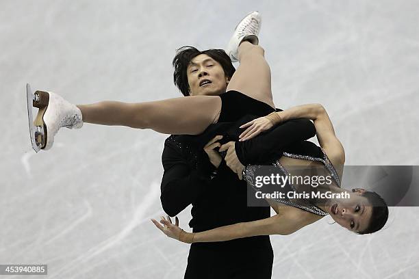 Qing Pang and Jian Tong of China compete in the Pairs Short Program during day two of the ISU Grand Prix of Figure Skating Final 2013/2014 at Marine...