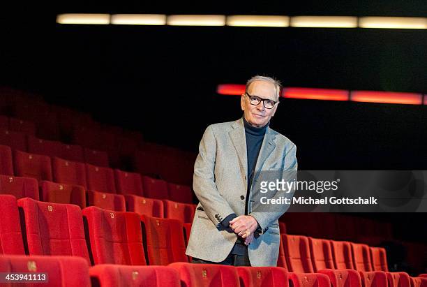 Conductor and Composer Ennio Morricone during a photo call in a cinema on November 6, 2013 in Berlin, Germany.