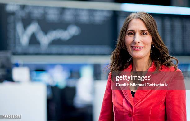 Journalist Anja Kohl during a portrait session on the trading floor of Deutsche Boerse AG on November 2, 2013 in Frankfurt, Germany.