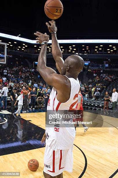 Former professional football player Terrell Owens attends the 2014 Summer Classic Charity Basketball Game at Barclays Center on August 21, 2014 in...