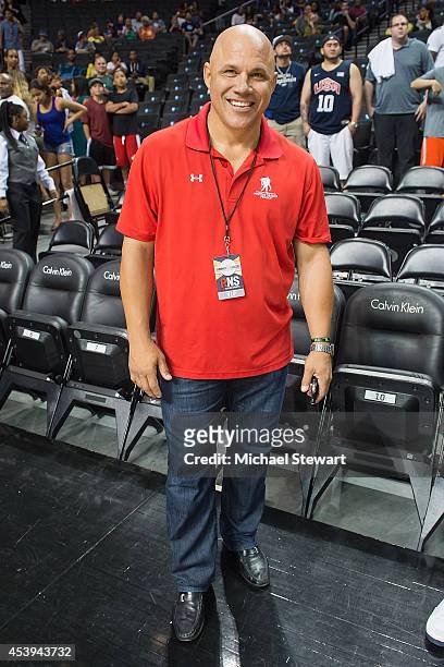 Former professional baseball player Jim Leyritz attends the 2014 Summer Classic Charity Basketball Game at Barclays Center on August 21, 2014 in New...
