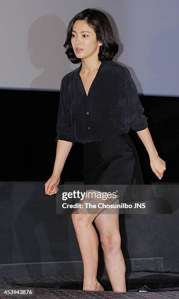 Song Hye-Kyo attends the movie "My Brilliant Life" press premiere at Wangsimni CGV on August 21, 2014 in Seoul, South Korea.