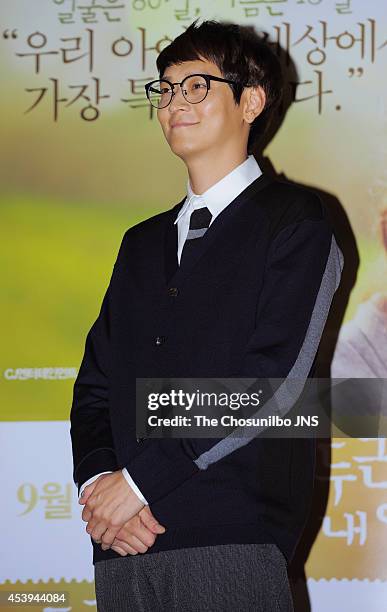 Gang Dong-Won attends the movie "My Brilliant Life" press premiere at Wangsimni CGV on August 21, 2014 in Seoul, South Korea.